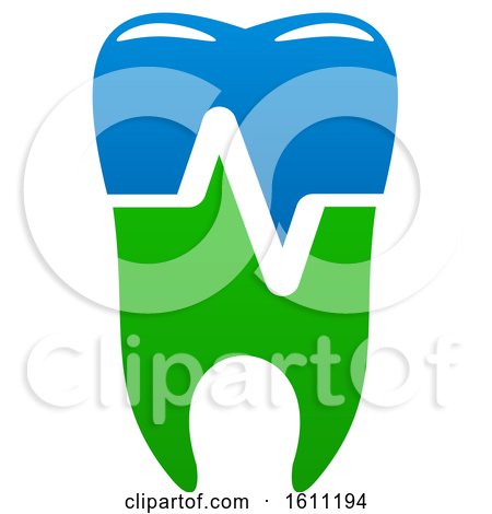 Clipart of a Blue and Green Dental Tooth - Royalty Free Vector Illustration by Vector Tradition SM