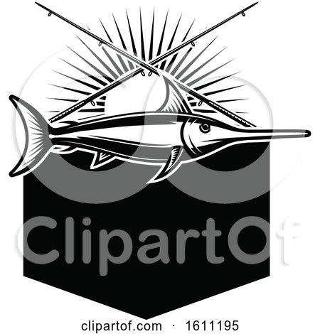 Clipart of a Black and White Fishing Design - Royalty Free Vector Illustration by Vector Tradition SM