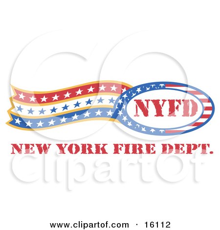 Circle Of Stars And Stripes Around Nyfd With Trailing Stars Clipart Illustration by Andy Nortnik