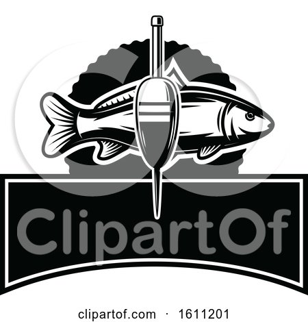 Clipart of a Black and White Fishing Design - Royalty Free Vector Illustration by Vector Tradition SM