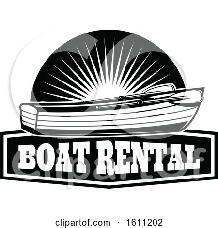 Clipart of a Black and White Fishing Boat Design - Royalty Free Vector Illustration by Vector Tradition SM