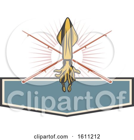 Clipart of a Squid Fishing Design - Royalty Free Vector Illustration by Vector Tradition SM