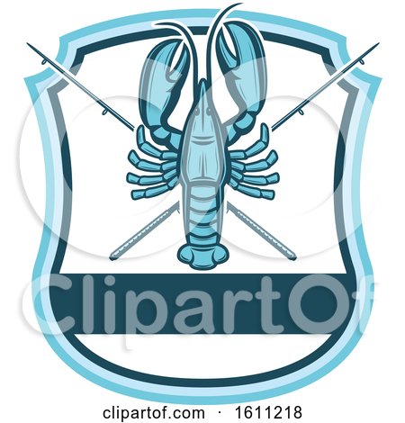 Clipart of a Blue Lobster Fishing Design - Royalty Free Vector Illustration by Vector Tradition SM
