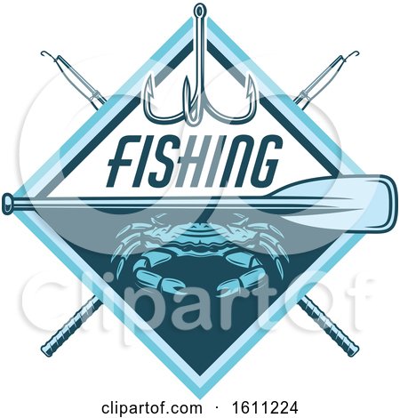 Clipart of a Blue Crab Fishing Design - Royalty Free Vector Illustration by Vector Tradition SM