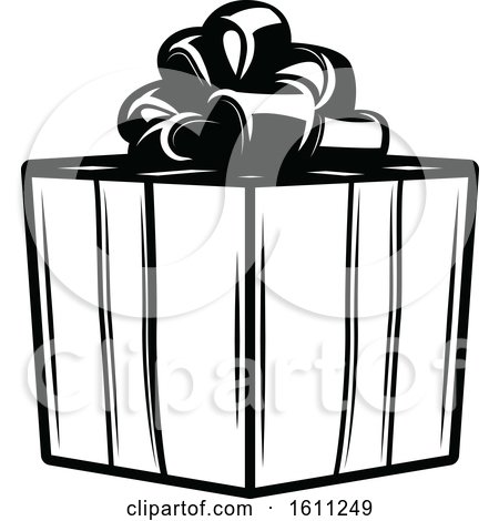 Clipart of a Black and White Gift - Royalty Free Vector Illustration by Vector Tradition SM