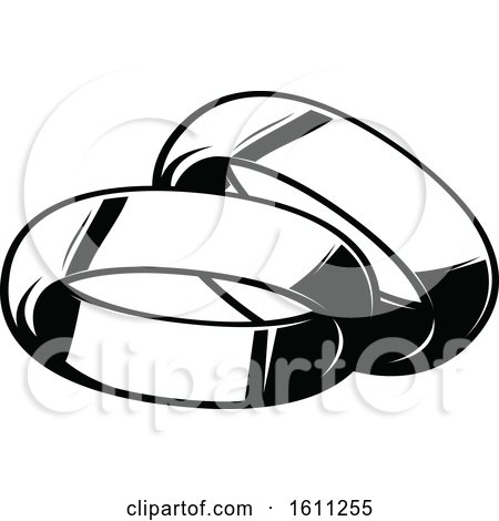 Clipart of Black and White Wedding Bands - Royalty Free Vector Illustration by Vector Tradition SM