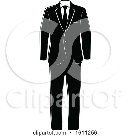 Clipart of a Black and White Wedding Tuxedo - Royalty Free Vector Illustration by Vector Tradition SM