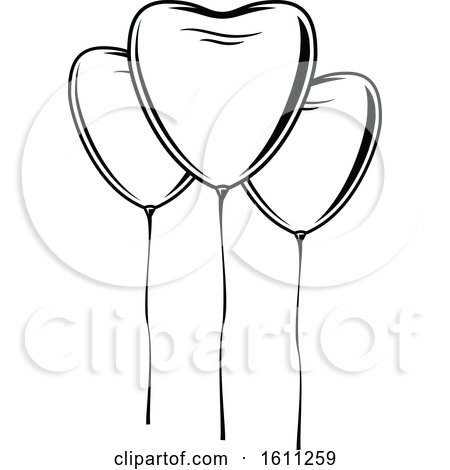 Clipart of a Black and White Heart Balloons - Royalty Free Vector Illustration by Vector Tradition SM