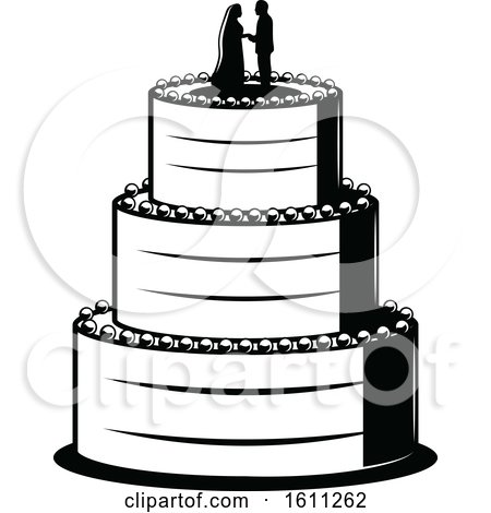 Clipart of a Black and White Wedding Cake - Royalty Free Vector Illustration by Vector Tradition SM