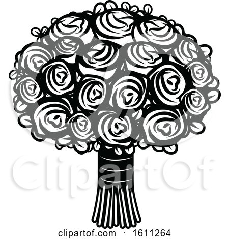 Clipart of a Black and White Wedding Bouquet - Royalty Free Vector Illustration by Vector Tradition SM