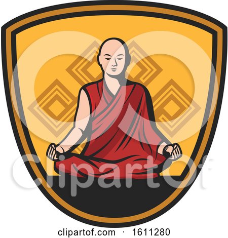 Clipart of a Monk in a Shield - Royalty Free Vector Illustration by Vector Tradition SM