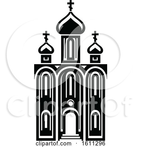 Clipart of a Black and White Mosque - Royalty Free Vector Illustration by Vector Tradition SM