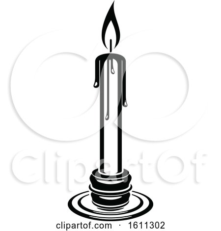 Clipart of a Black and White Candle - Royalty Free Vector Illustration by Vector Tradition SM