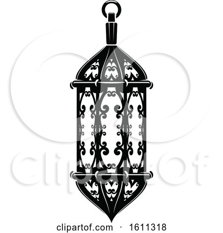 Clipart of a Black and White Lantern - Royalty Free Vector Illustration by Vector Tradition SM