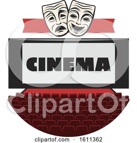 Clipart of a Theater with Masks and Cinema Text - Royalty Free Vector Illustration by Vector Tradition SM