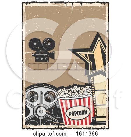 Clipart of a Distressed Vintage Movie Background - Royalty Free Vector Illustration by Vector Tradition SM