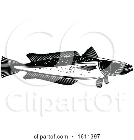 Clipart of a Black and White Fish - Royalty Free Vector Illustration by Vector Tradition SM