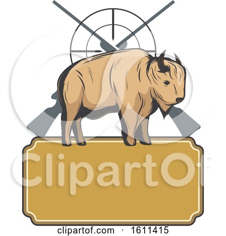 Clipart of a Bison Hunting Design - Royalty Free Vector Illustration by Vector Tradition SM