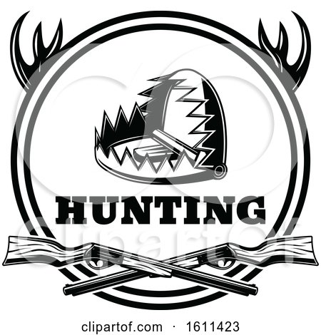 Clipart of a Black and White Hunting Design - Royalty Free Vector Illustration by Vector Tradition SM