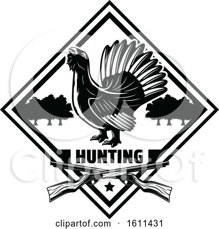 Clipart of a Black and White Bird Hunting Design - Royalty Free Vector Illustration by Vector Tradition SM