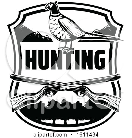 Clipart of a Black and White Bird Hunting Design - Royalty Free Vector Illustration by Vector Tradition SM