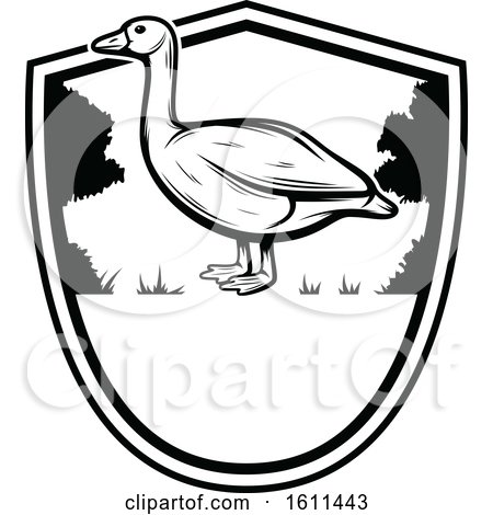Clipart of a Black and White Goose Hunting Design - Royalty Free Vector Illustration by Vector Tradition SM