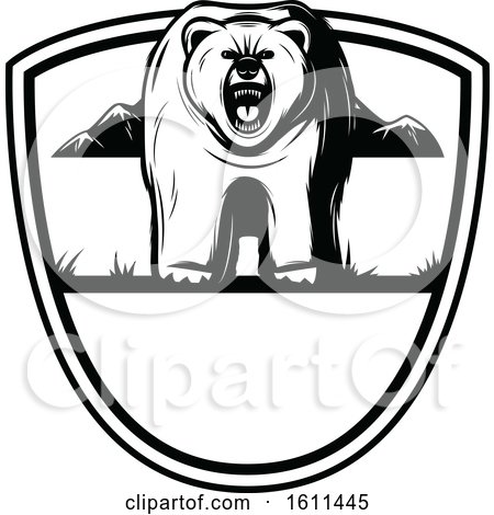 Clipart of a Black and White Bear Hunting Design - Royalty Free Vector Illustration by Vector Tradition SM