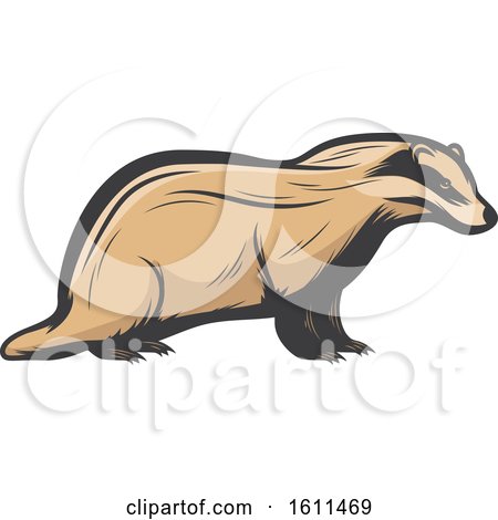 Clipart of a Badger Hunting Design - Royalty Free Vector Illustration by Vector Tradition SM