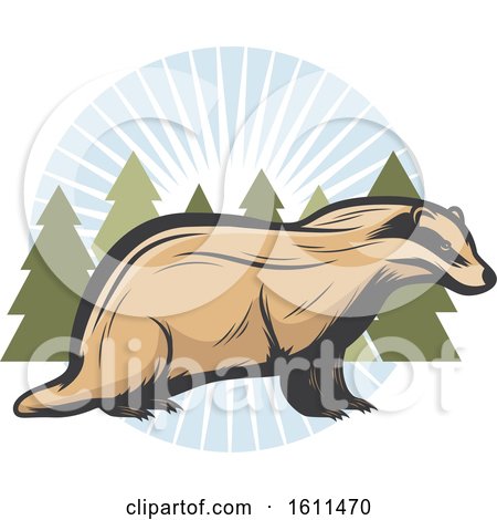 Clipart of a Badger Hunting Design - Royalty Free Vector Illustration by Vector Tradition SM