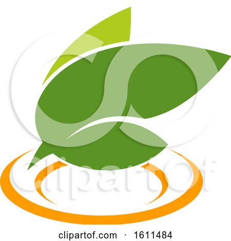 Clipart of a Vegetarian Food Design with Leaves and a Plate - Royalty Free Vector Illustration by Vector Tradition SM