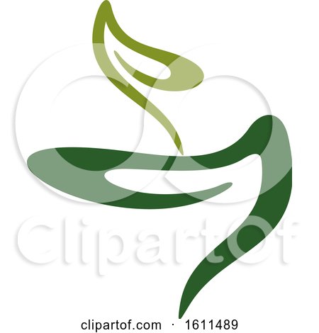 Clipart of a Green Abstract Leaves Vegetarian Food Design - Royalty Free Vector Illustration by Vector Tradition SM
