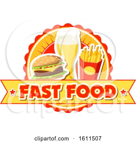 Clipart of a Fast Food Burger Fries and Beer Design - Royalty Free Vector Illustration by Vector Tradition SM