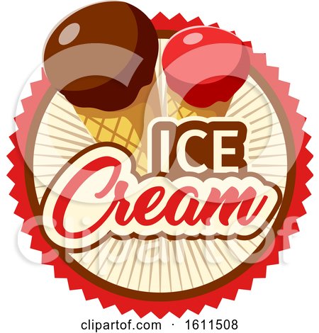 Clipart of a Dipped Waffle Cone Ice Cream Design - Royalty Free Vector Illustration by Vector Tradition SM