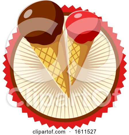 Clipart of a Dipped Waffle Cone Ice Cream Design - Royalty Free Vector Illustration by Vector Tradition SM
