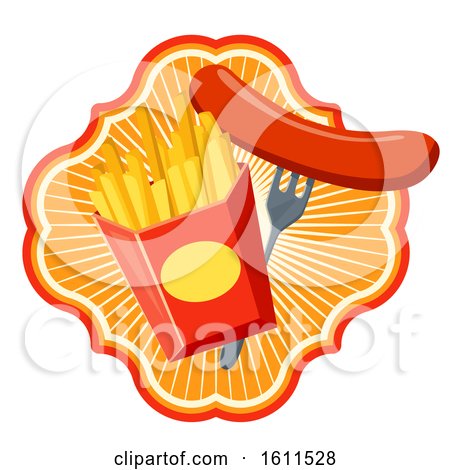 Clipart of a Hot Dog and French Fries - Royalty Free Vector Illustration by Vector Tradition SM