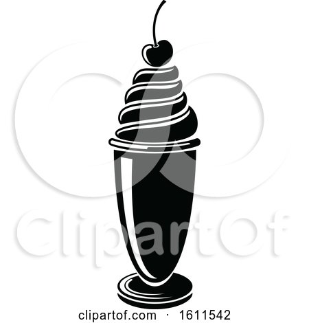 Clipart of a Black and White Milkshake - Royalty Free Vector Illustration by Vector Tradition SM