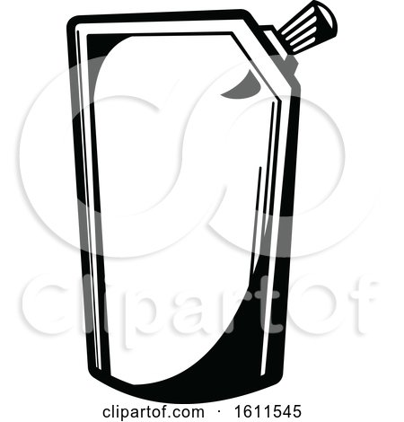 Clipart of a Black and White Applesauce or Juice Pouch - Royalty Free Vector Illustration by Vector Tradition SM
