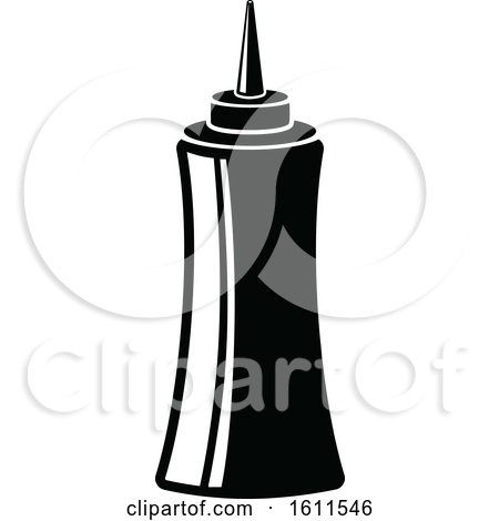 Clipart of a Black and White Condiment Bottle - Royalty Free Vector Illustration by Vector Tradition SM