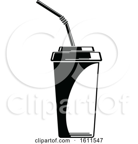 Clipart of a Black and White Soda - Royalty Free Vector Illustration by Vector Tradition SM