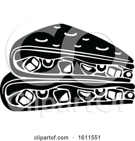 Clipart of a Black and White Quesadilla - Royalty Free Vector Illustration by Vector Tradition SM