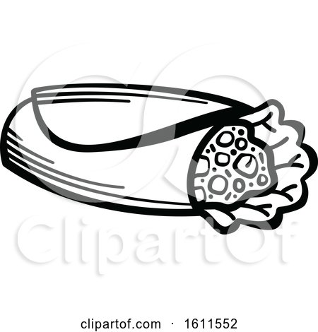 Clipart of a Black and White Burrito - Royalty Free Vector Illustration by Vector Tradition SM