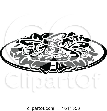 Clipart of a Black and White Salad - Royalty Free Vector Illustration by Vector Tradition SM