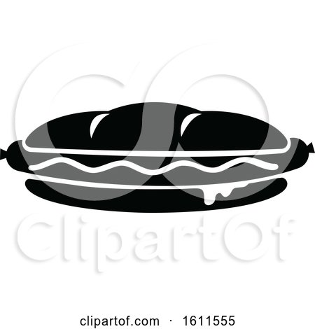 Clipart of a Black and White Hot Dog - Royalty Free Vector Illustration by Vector Tradition SM