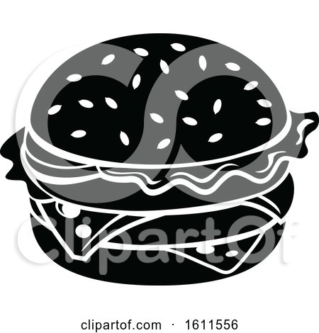 Clipart of a Black and White Burger - Royalty Free Vector Illustration by Vector Tradition SM