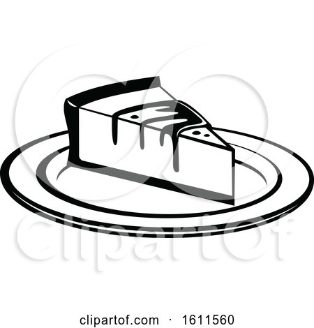 Clipart of a Black and White Slice of Cheesecake - Royalty Free Vector Illustration by Vector Tradition SM