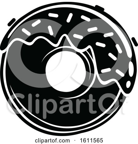 Clipart of a Black and White Donut - Royalty Free Vector Illustration by Vector Tradition SM