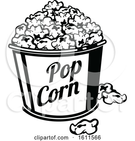 Clipart of a Black and White Popcorn Bucket - Royalty Free Vector Illustration by Vector Tradition SM