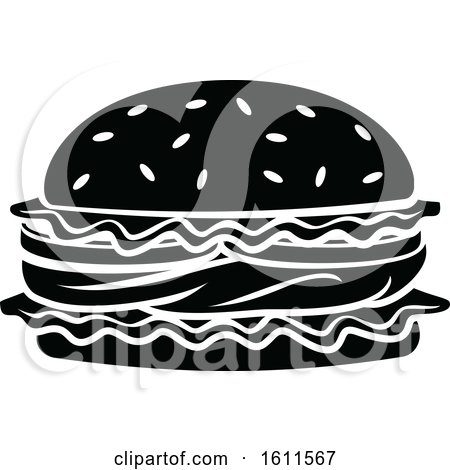 Clipart of a Black and White Burger - Royalty Free Vector Illustration by Vector Tradition SM
