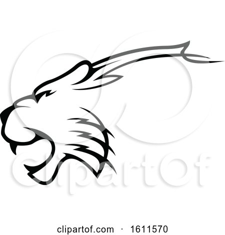 Clipart of a Profiled Angry Big Cat Mascot - Royalty Free Vector Illustration by Vector Tradition SM