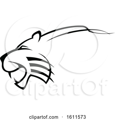 Clipart of a Profiled Angry Big Cat Mascot - Royalty Free Vector Illustration by Vector Tradition SM